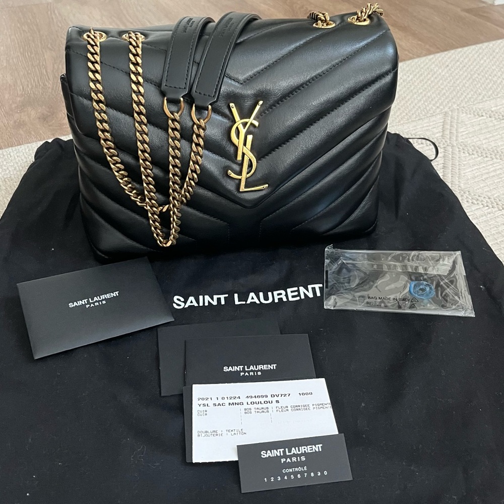 SAINT LAURENT Matelasse Calfskin LouLou Chain Small Crossbody Bag
